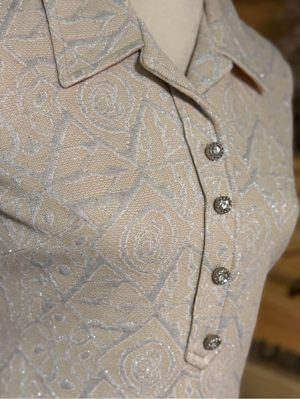 Sleeveless Cream Embroidered Midi Dress - Picture 5 of 9